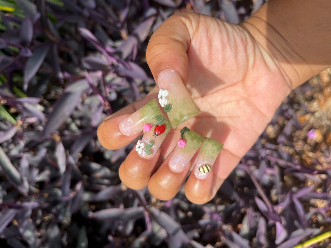 Glittering Spring Meadow Nails That Dance